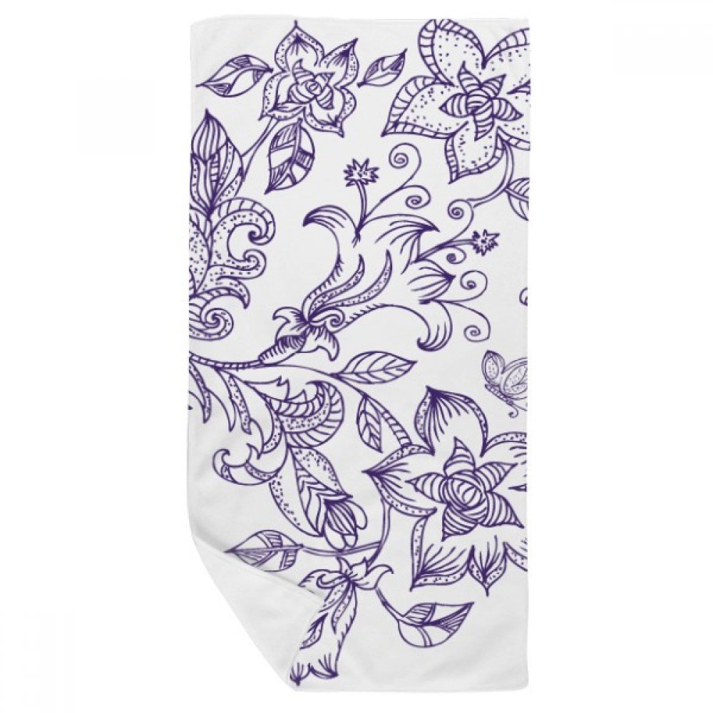 Serviette de bain lilas 35x70cm avec motif floral décoratif doux