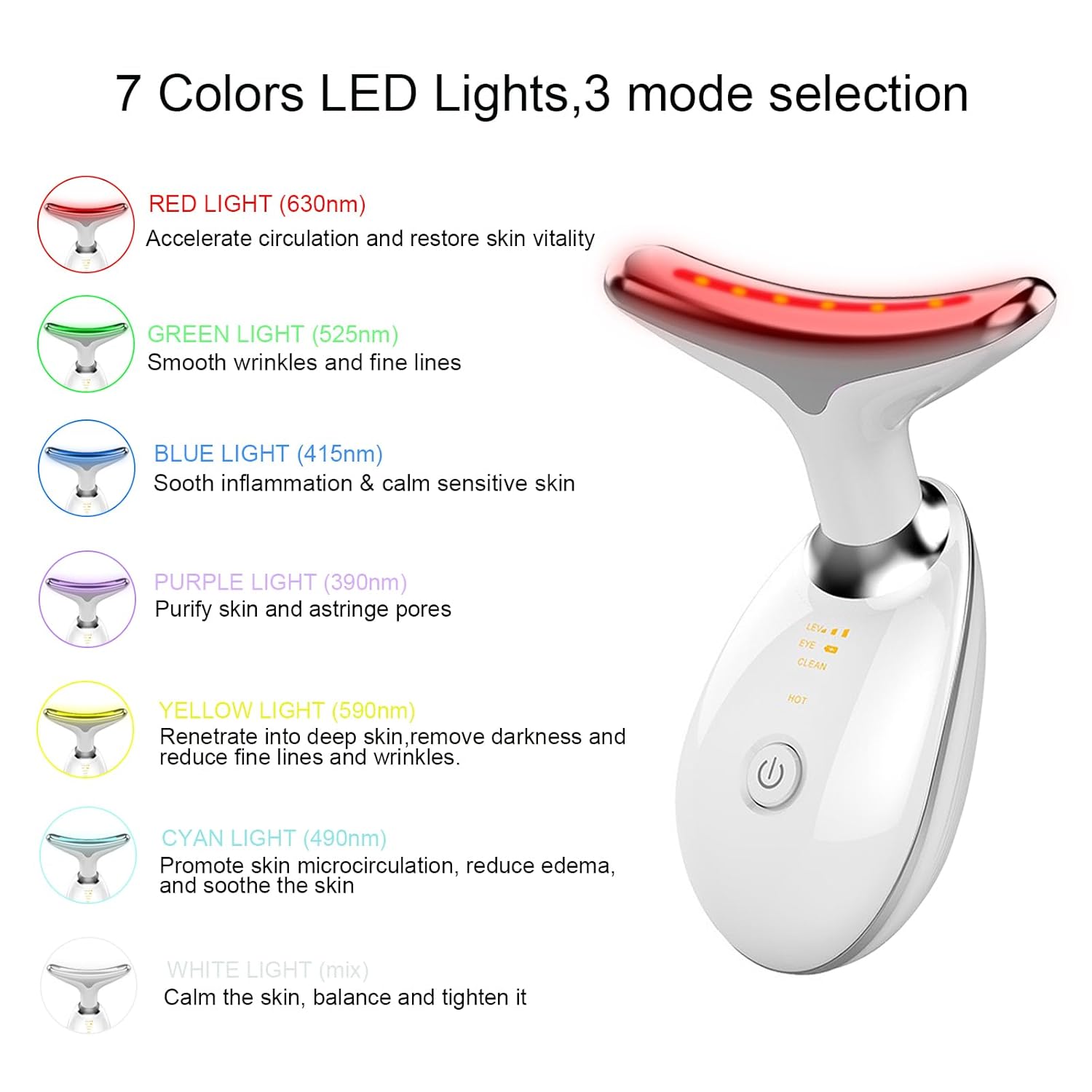 Face and Neck Massager,Multifunctional Facial Skin Care Tools,7 Color Led Face and Neck Beauty Device for Home Use 2 71z69ih8HiL. SL1500