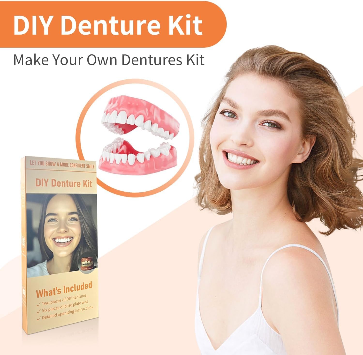 Denture Do it Yourself Full Set of Top and Bottom Fake Teeth to Create Your Perfect Smile at Home-QQ3