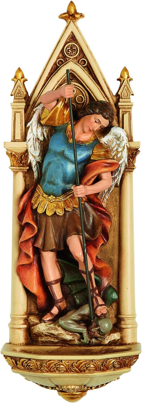Roman 601307 Joseph Studio St. Michael Water Fountain, 7-inch Height, Multicolor, Resin