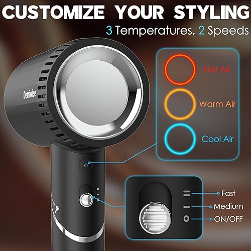 Miniatura 4 de Secador de pelo de alta velocidad de 110000 RPM para cabello rizado, secador icónico de bajo ruido de 1400 W con difusor y boquilla, secado rápido,