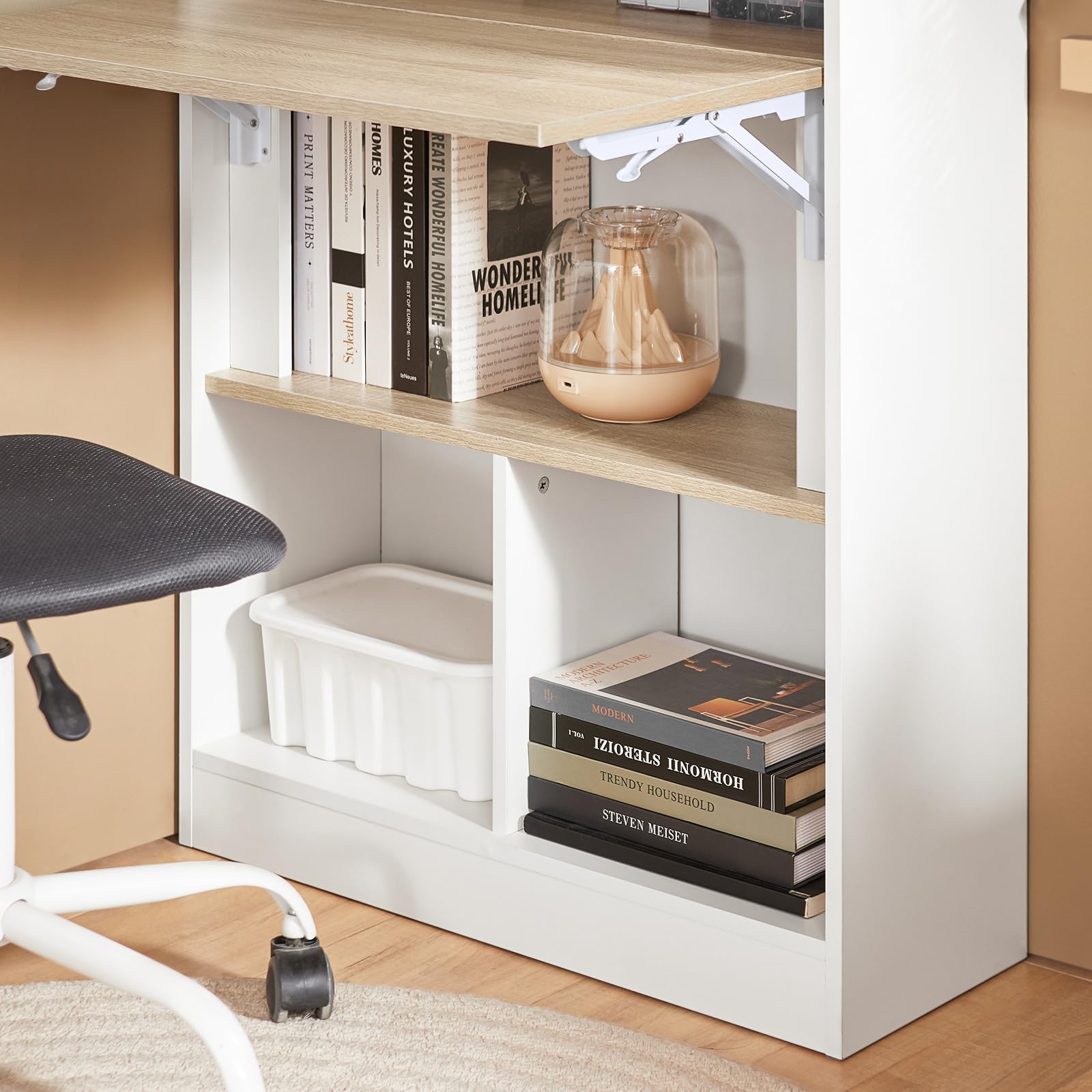 SoBuy Bureau Pliable Compact avec 4 Étagères 70x85x57cm Bureau