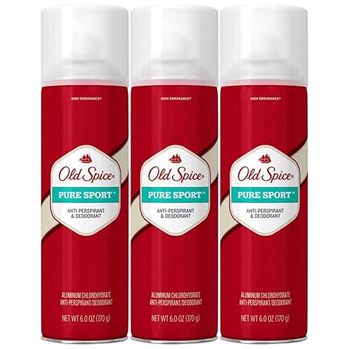 Old Spice Pure Sport - Desodorante antitranspirante en aerosol de alta resistencia para hombres, 6 onzas (paquete de 3)