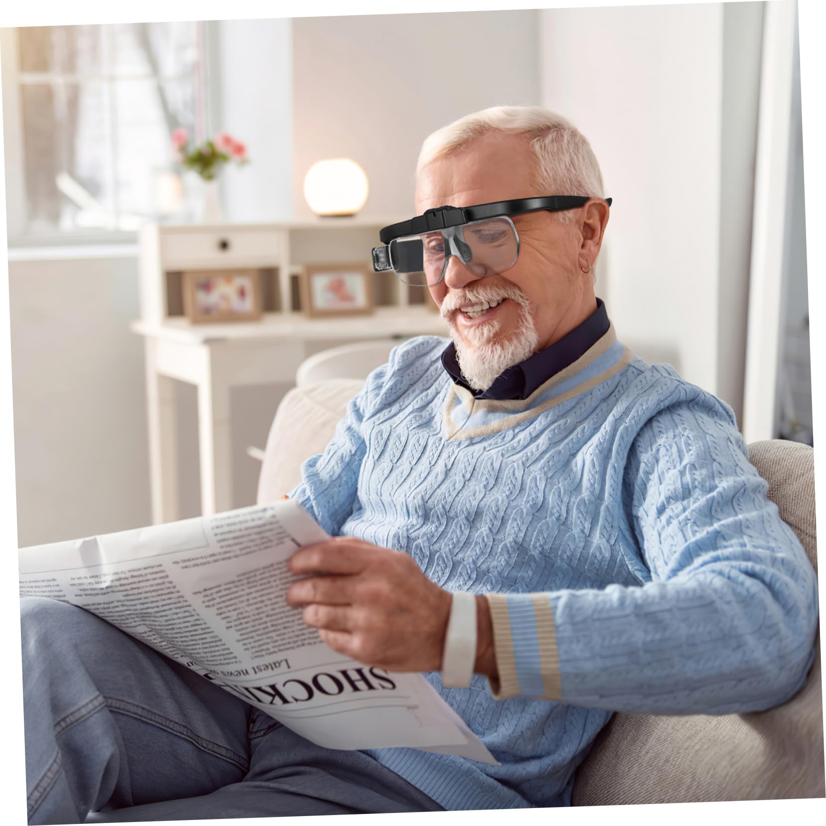 LED Vergrößerungsbrille mit Licht, Freihändig, USB, Schwarz