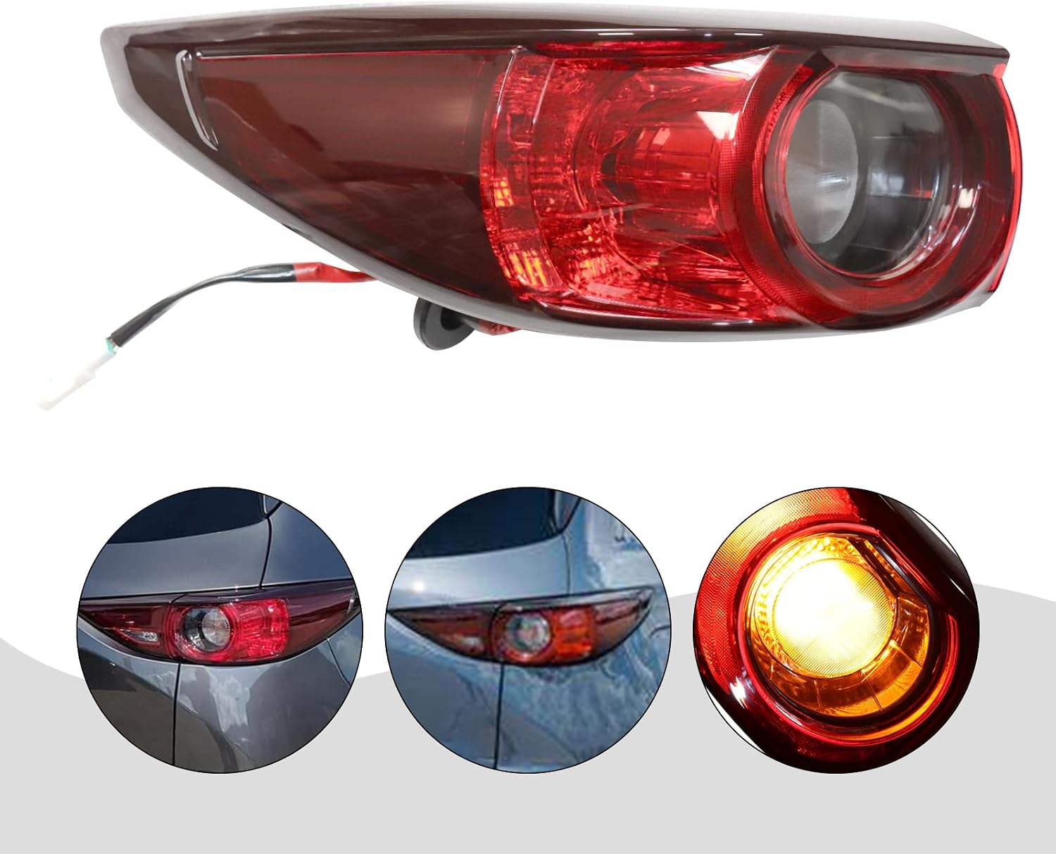 LYNICESHOP Halogen Tail Light Rear Lamp for Mazda CX5 CX-5 2017-2021 Brake Lamp Tail Light Red Clear Lens Tail Lights Lamps Assembly Rear KB8A-51-150F (Driver Side)