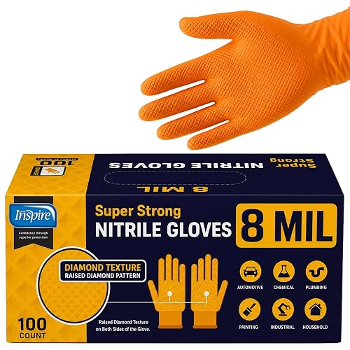 Inspire Heavy Duty Orange Nitrile Gloves | ULTRA 8 Mil