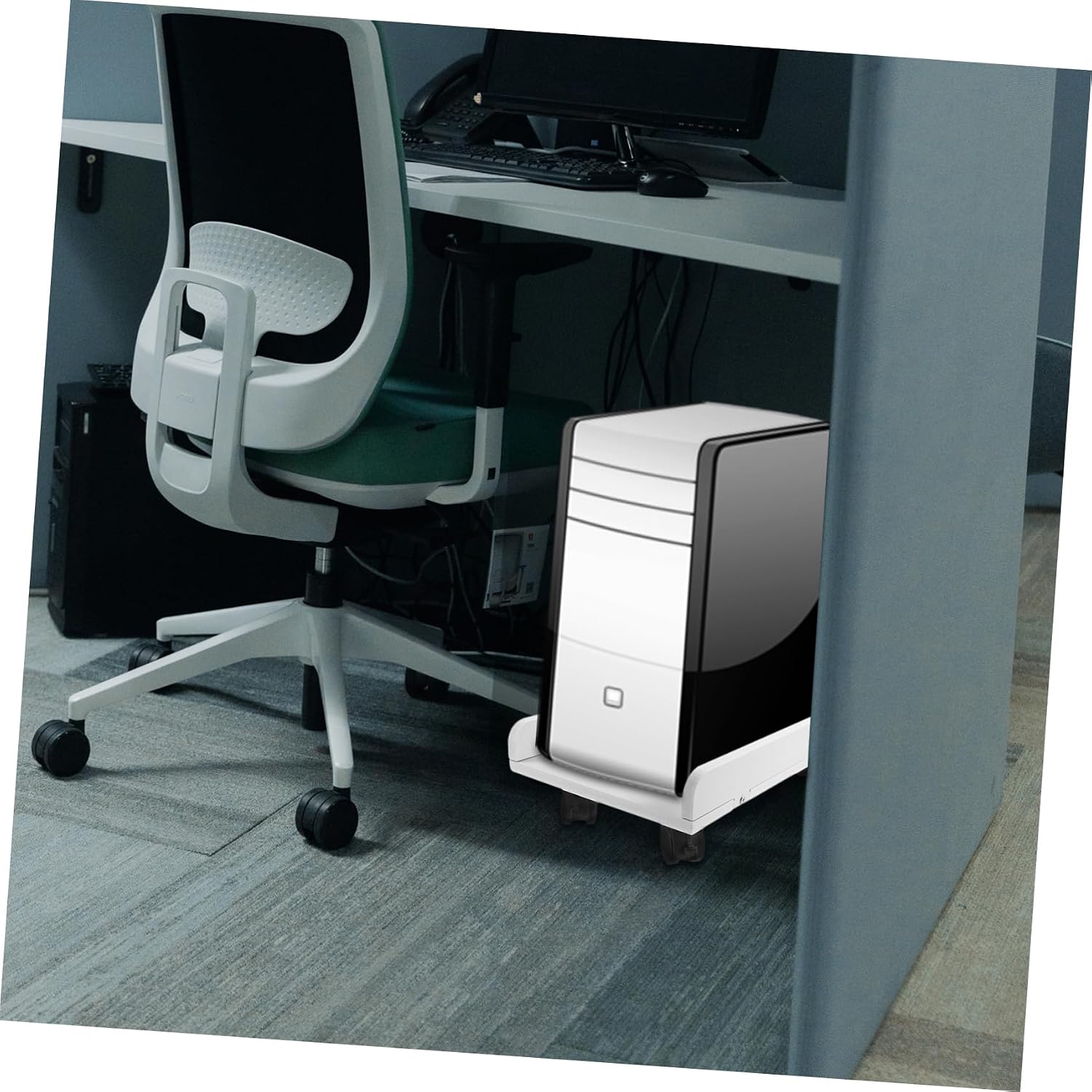 Tower Stand Rolling Laptop Holder Computer Desk Wheels Under Desk Computer Cart