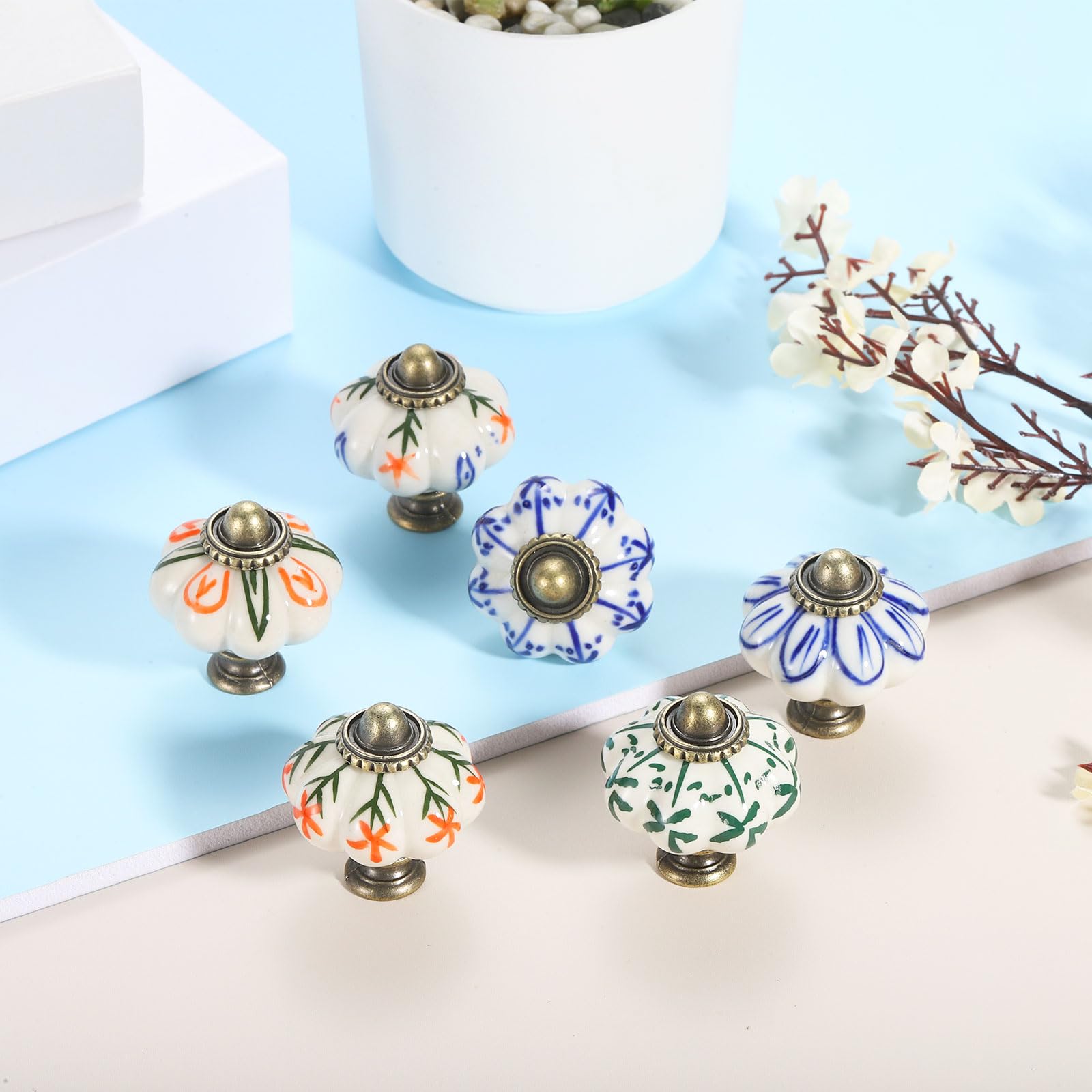 TopHomer 10Pcs Ceramic Cabinet Knobs Ceramic Drawer Pulls, 1.57 Inch Funky Drawer Handles Ceramic Knobs Door Handle Cabinet Drawer Cupboard Pull(Type