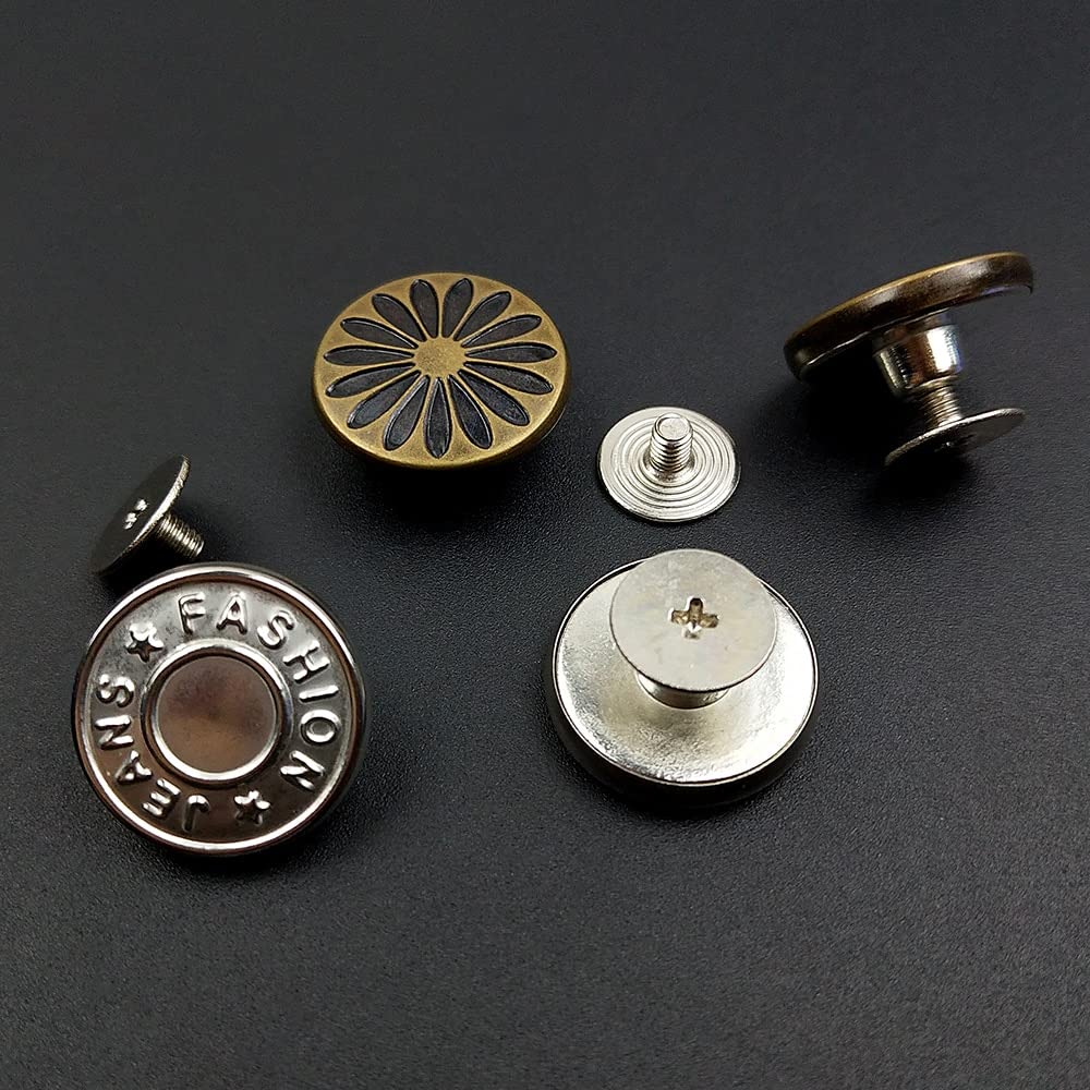 Boutons à vis torsadés 17mm, couture en métal, manteau en Denim DIY