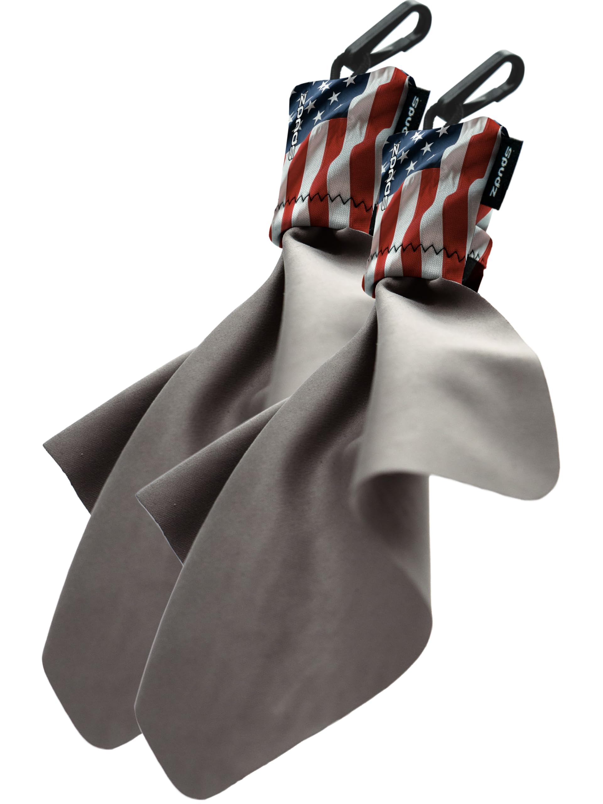SPUDZ Ultra Microfiber Lens Cleaner with Closeable Bottom – Clip-On Pouch, Washable – for Binoculars, Scopes, Glasses, Screens | Ultra USA Flag, 6 x 6 Inch (2-Pack)
