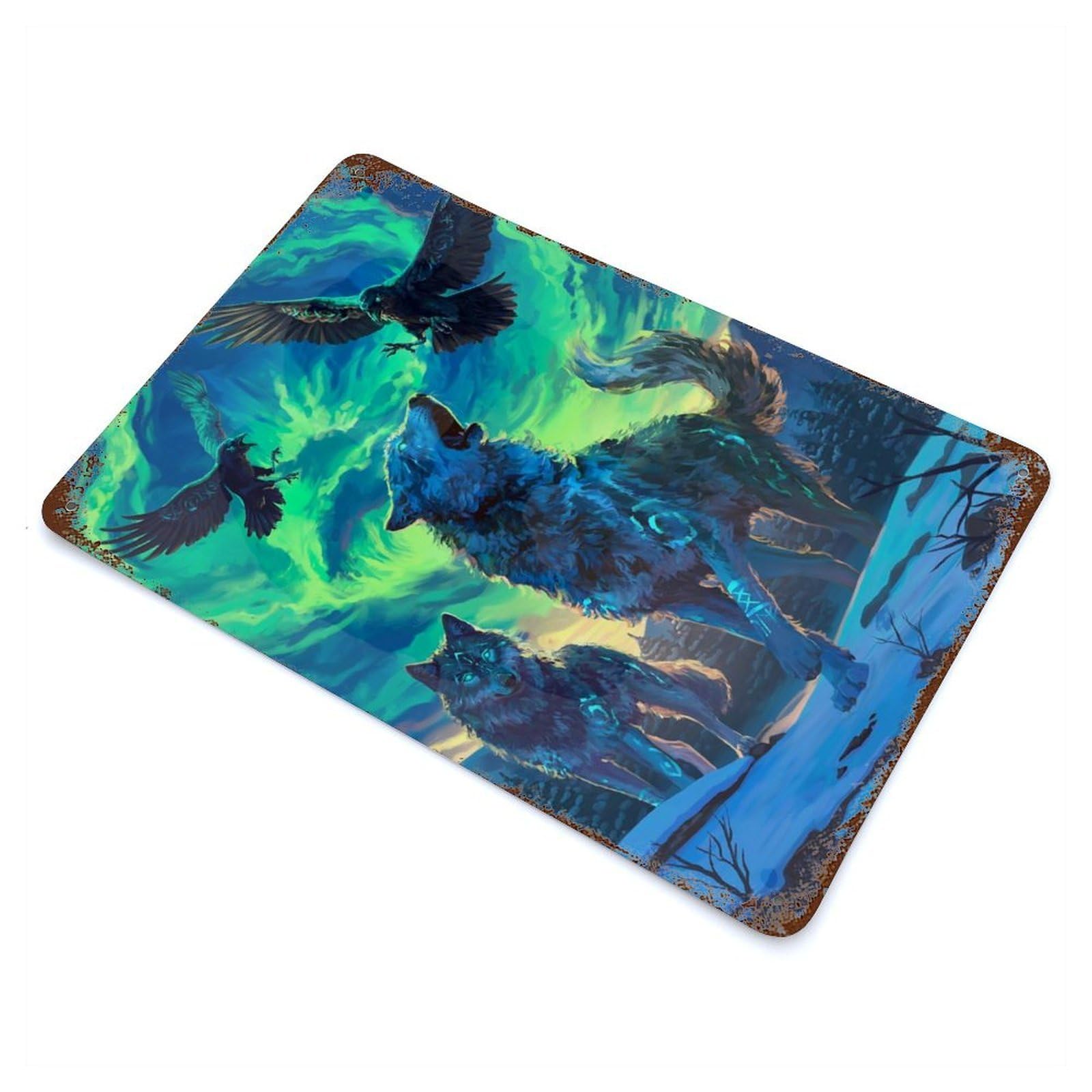Rustic Tin Plaque The Watchers of Allfather 11.8"x7.9", Rustic Home Decor for Office, Studio And Wall Decor