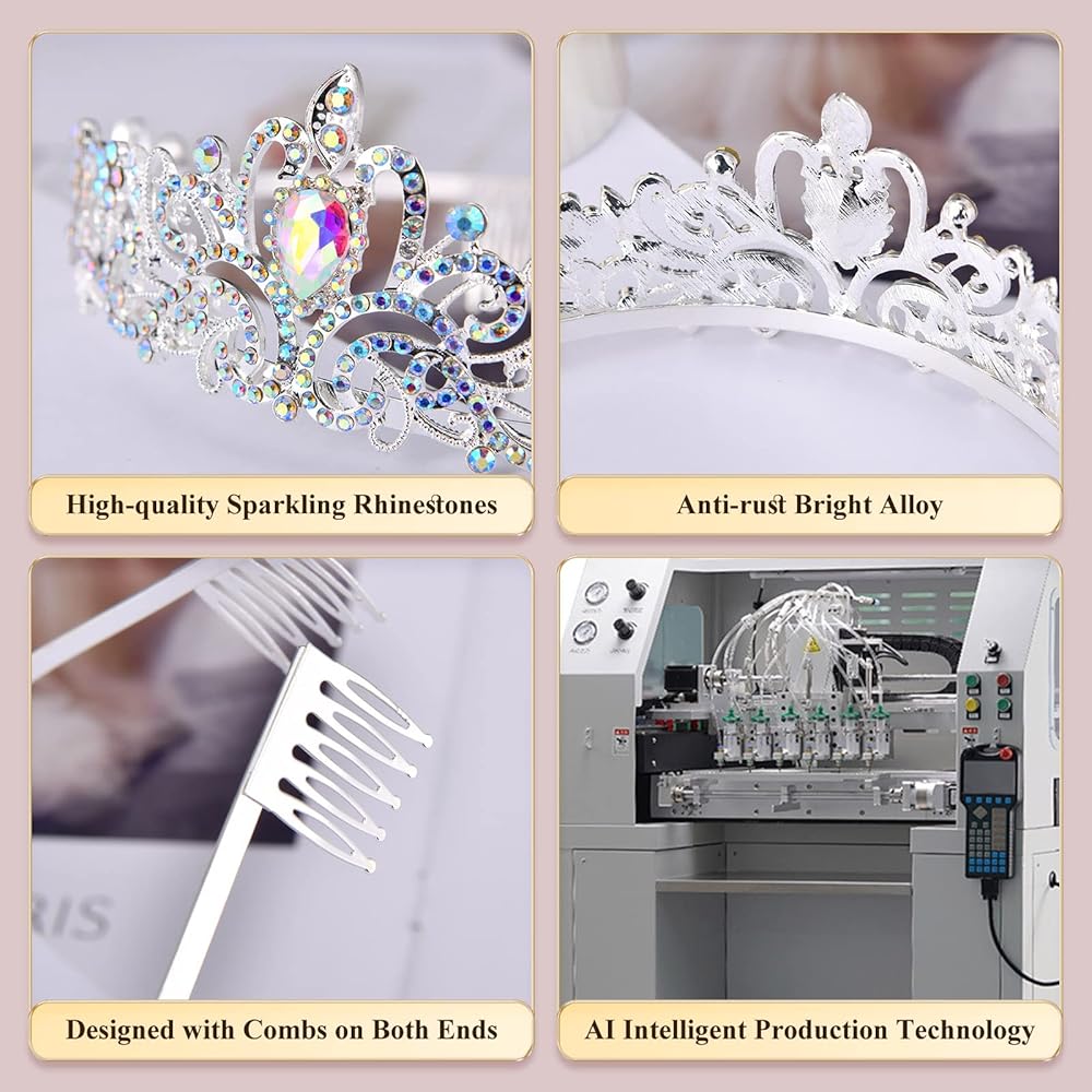 Amazon.com: Sparkling Crystal Princess Tiaras for Women Crown ...