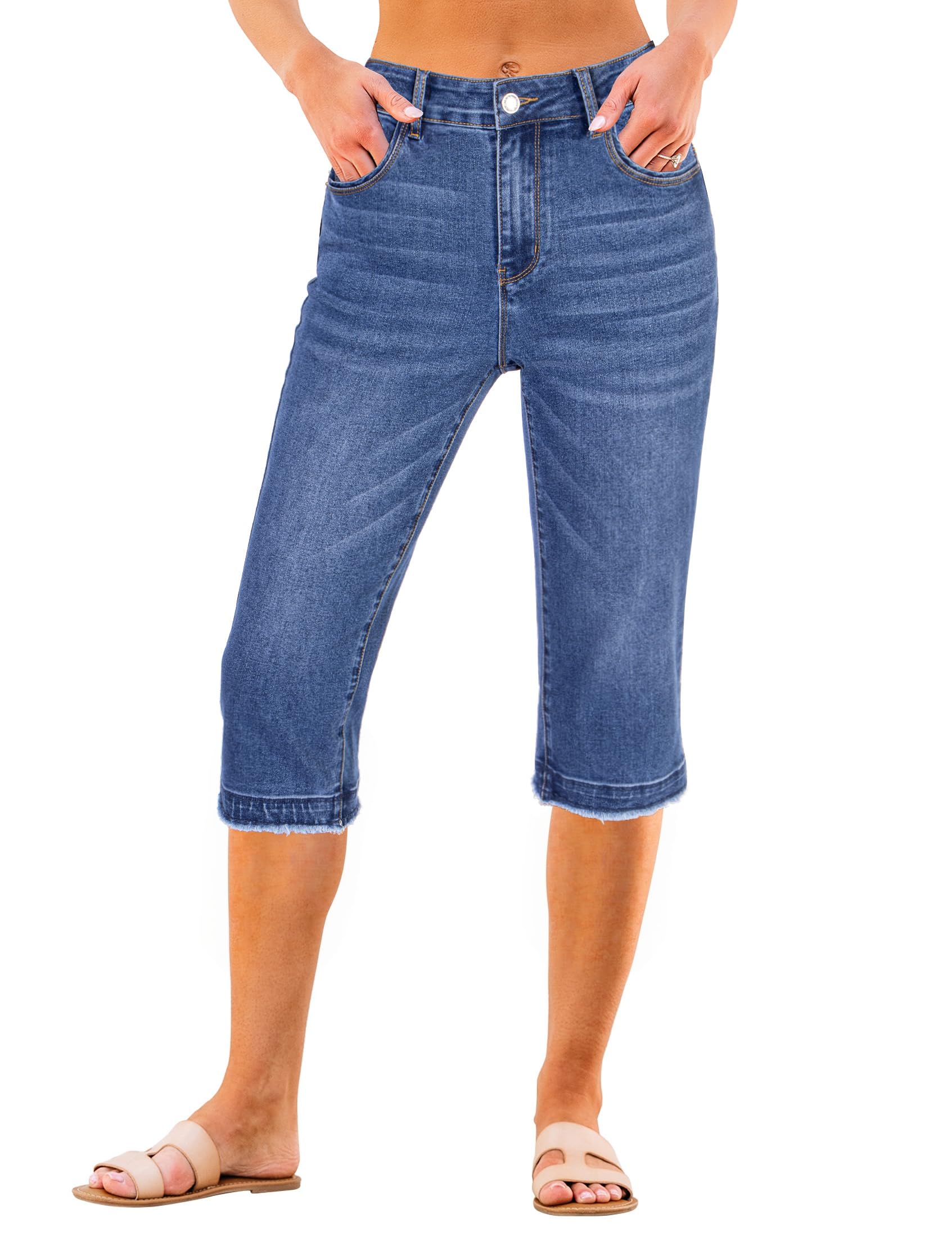 luvamia Distressed Raw Hem Capris