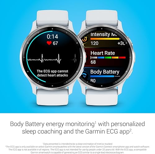 Miniatura 4 de Garmin Venu 3 Reloj inteligente con bisel de acero inoxidable plateado de 1.4 pulgadas AMOLED con pantalla táctil con caja de piedra blanca de 1.772