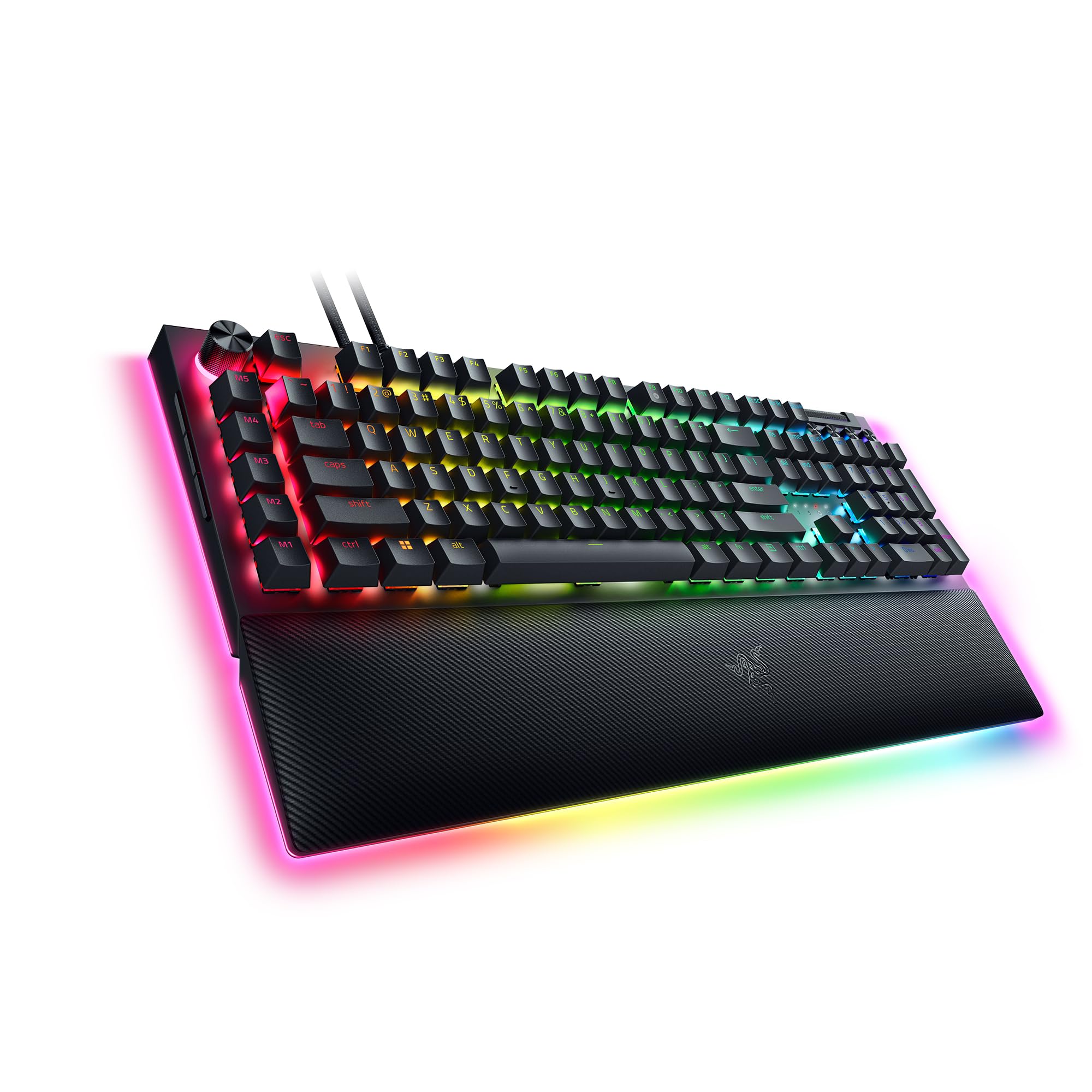 Razer BlackWidow V4 Pro (Switches Jaune) - Clavier Gamer Mécanique Snap Tap (Switches Mécaniques Silencieux, 8 Touches Macro Dédiées, Repose-Poignet en Similicuir) AZERTY Clavier FR | Noir