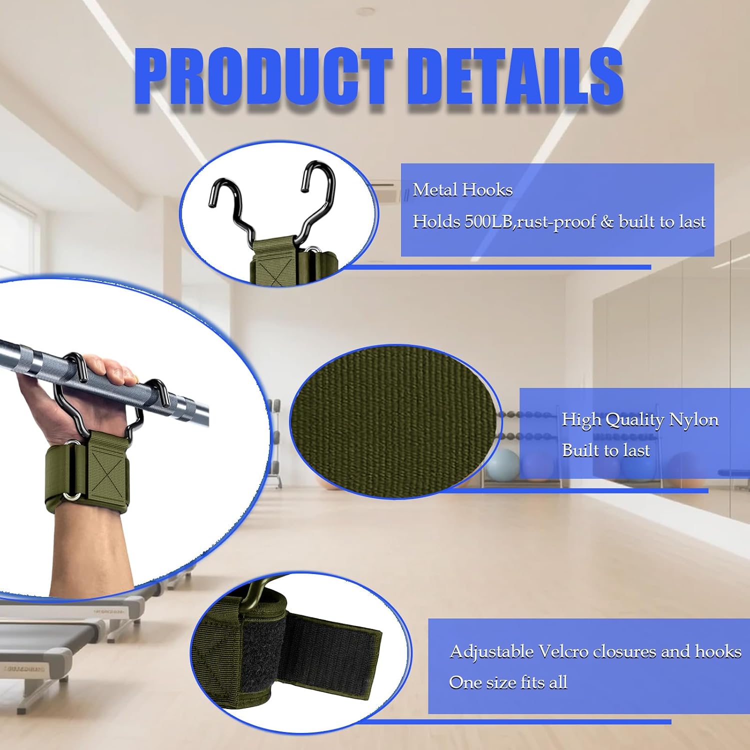 Weight Lifting Hooks, Upgrade Weightlifting Grip Hooks, Heavy Duty Lifting Wrist Straps for Pull-Ups, Strength Training and Deadlifts, Wrist Strap Hook for Men and Women