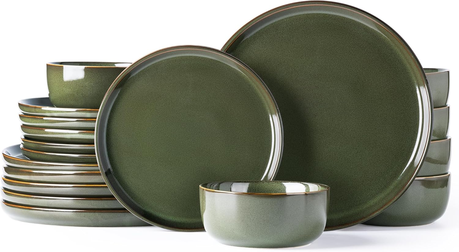 AmorArc stoneware dinnerware set, round reactive glaze (service for 6, 18pc)