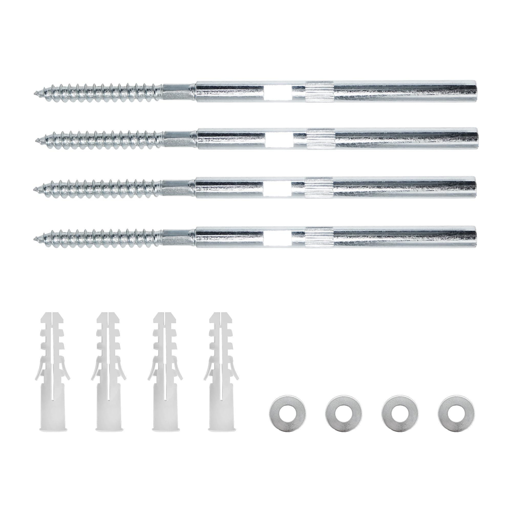 Fangyan 4 Pack M8x100mm Hidden Floating Shelf Supports, Heavy Duty Stainless Steel Invisible Wall Mount Screws with Anchors & Washers, Concealed Brackets for Wooden Floating Shelves