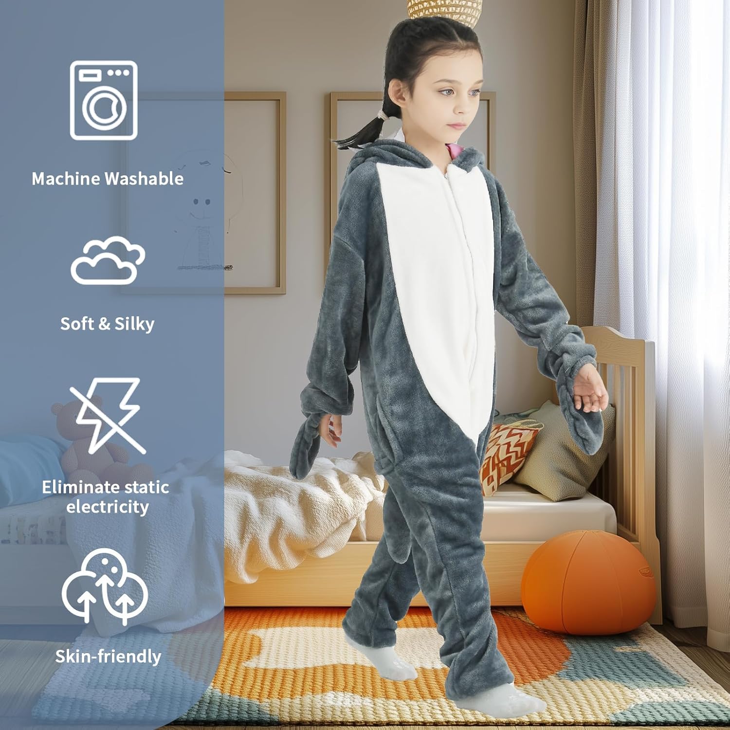 JCJ Halloween Shark Onesie Pajamas Costumes for Kids Unisex Shark Blanket Sleeper Pajama Set Hooded