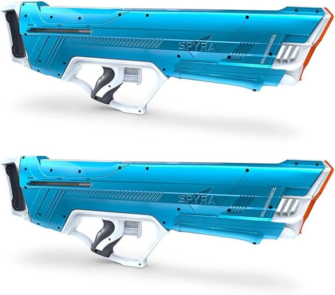 SPYRA 2 Pack Manual Water Blaster With Tank Indicator, 30 Foot Range, And Smart Filter For Backyard, Beach And Pool Activities, SpyraLX, Blue
