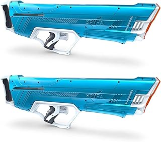 2 Pack Manual Water Blaster with Tank Indicator, 30 Foot Range, and Smart Filter for Backyard, Beach and Pool Activities, SpyraLX, Blue