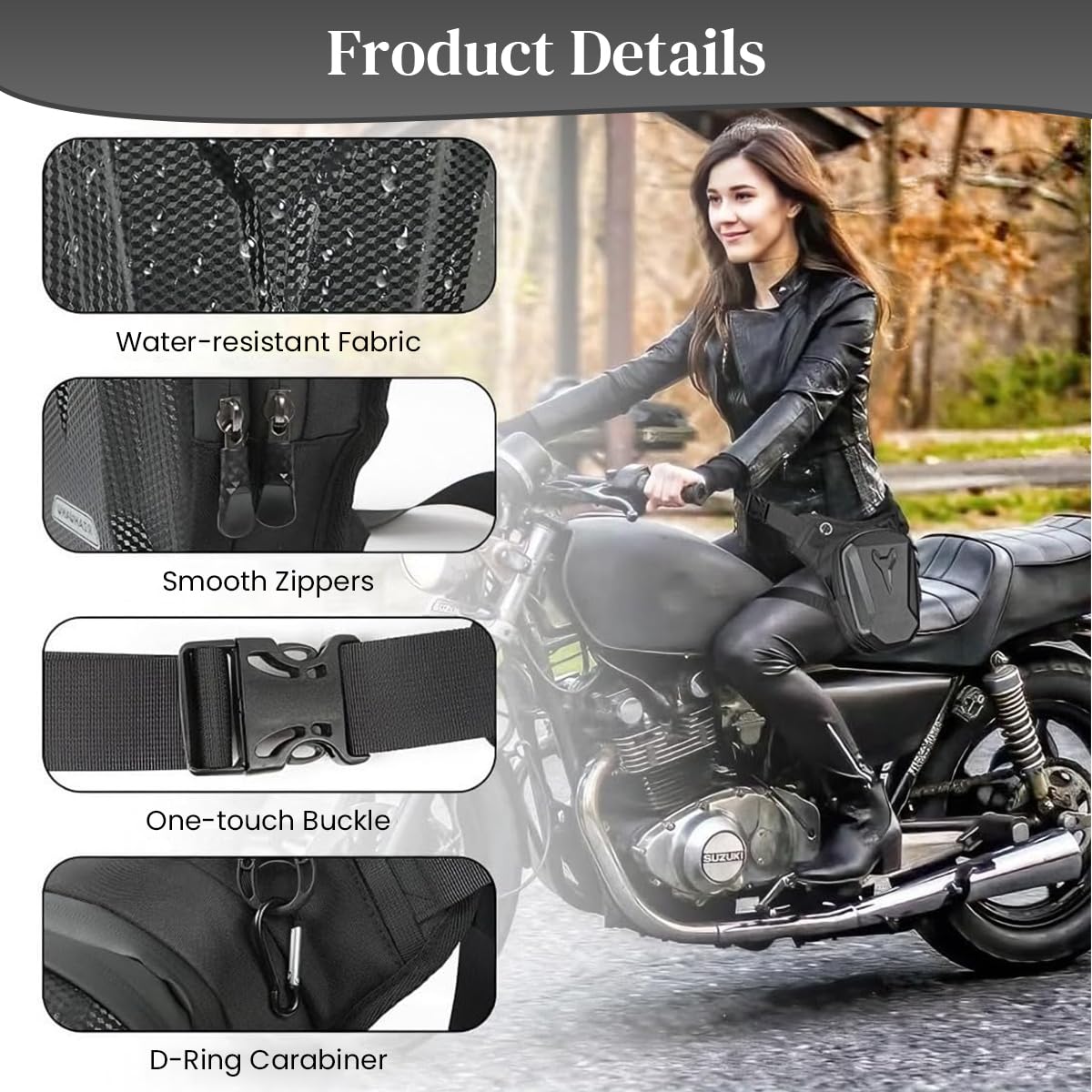 STHIRA® Waterproof Bag For Men Carbon Fiber Texture Crossbody Chest Pack Unisex Motorcycle Bag Travel Pouch For Phone & Essentials Casual Storage Riding pouch With Adjustable Strap Gifts For Bikers 2