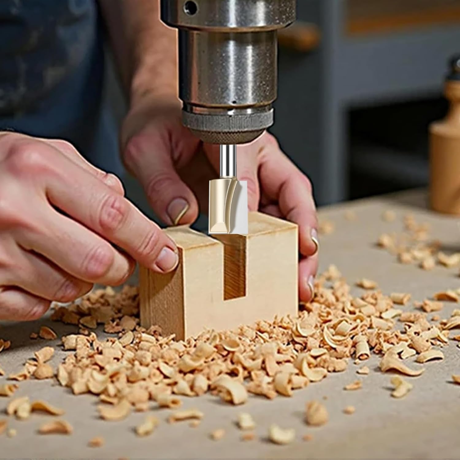 HUHAO Straight Router Bit Set 1/4" Shank, Double Flute Straight Bit Dado Straight Cut Router Bit, Cut Dia 5/8", Straight Router Bit for Woodworking Groove