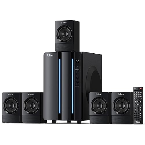 Bobtot Surround Sound Systems Home Theater System - 800 Watts Peak Power 6.5" Subwoofer 5.1/2.1 Wired Stereo Speakers Strong Bass with HDMI ARC Optical AUX Bluetooth Input