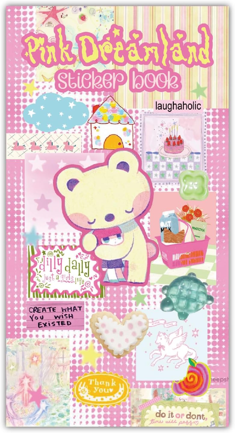 ZHIJIANHZJapanese Comic Sticker Book 2 Pack Pink and Blue, 40 Sheets Each Over 560 Cute Stickers Total, Aesthetic Scrapbook Stickers, Kawaii Deco Sticker Sheets for Journaling, 6.5x3.35 Inches