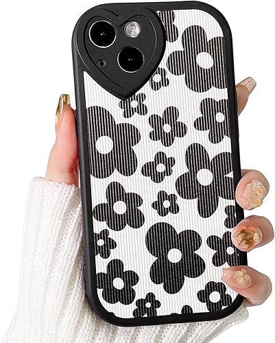 Lovmooful Funda compatible con iPhone 13, diseño floral con lente de amor, protector de parachoques para niñas y mujeres, TPU suave a prueba de