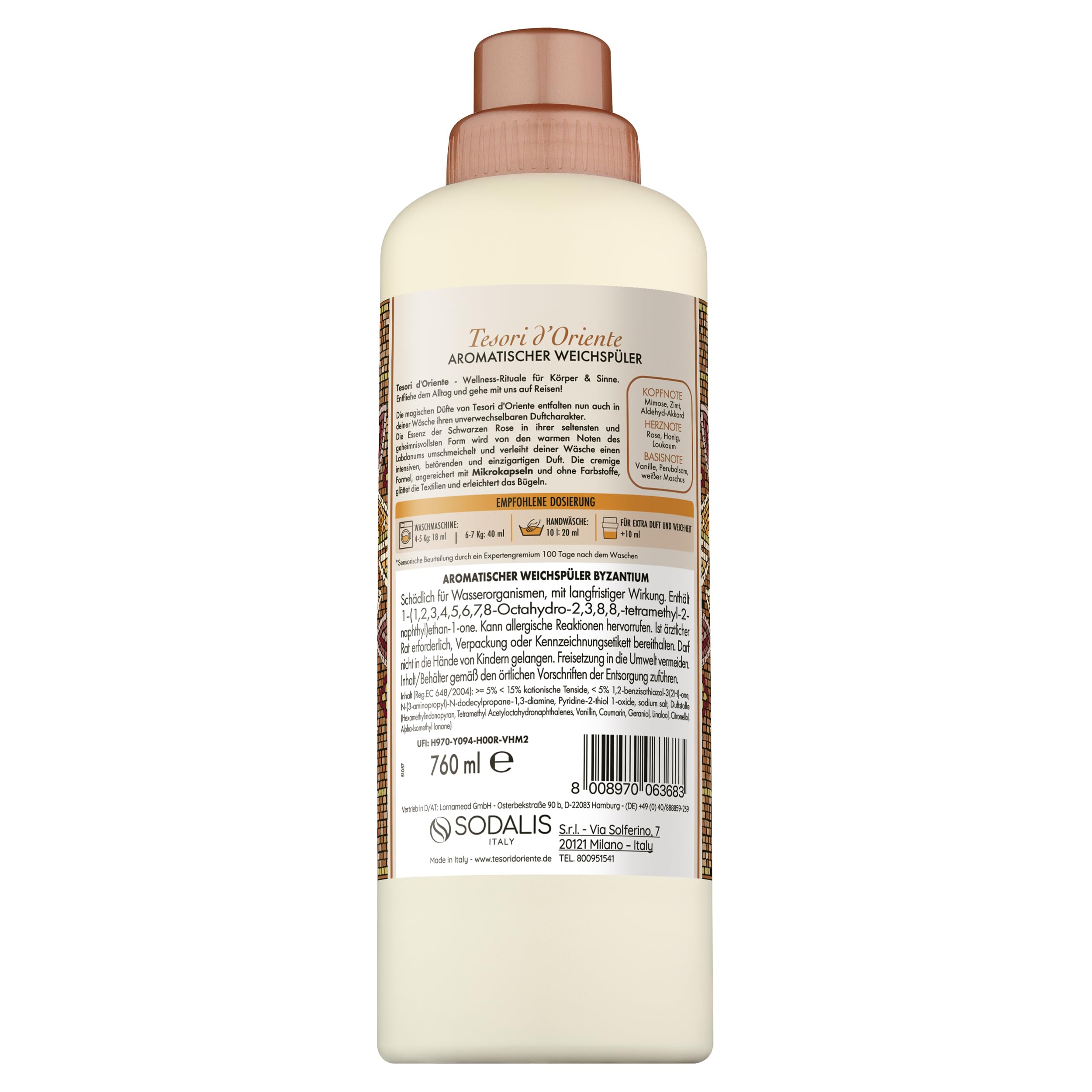 Tesori d'Oriente Weichspüler Byzantium | Schwarze Rose & Labdanum | 760 ml – Ansicht 2