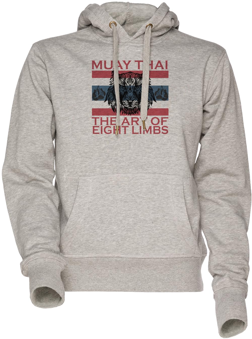 Retro Muay Thai The Art of Eight Limbs Unisex Uomo Donna Felpa con Cappuccio Grigio Men's Women's Hoodie Sweatshirt Grey