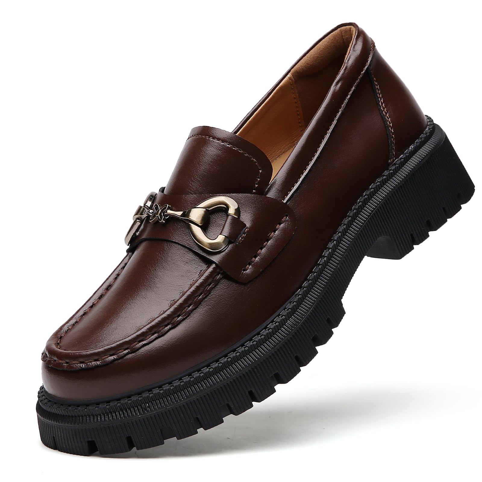 Loafers for Women Women's Loafers & Slip-ons Leather Platform Chunky Penny Shoes Business Casual Shoes Comfortable Dressy Office Work Shoes