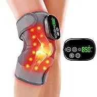 Knee Massager with Heat and Red Light Therapy and Vibration, 660nm & 850nm Infrared Red Light Therapy for Pain Relief, 5000mAh Protable Rechargeable Heated Brace for Knee, Joint, Elbow, Shoulder