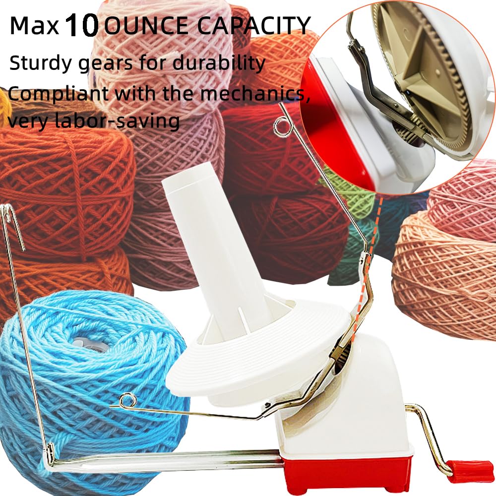 Enrouleur De Balles De Fil, Grande Capacité Laine à Chaîne Manuelle En Fibre De Chaîne Machines à Bobines De Laine Familiale + D'aiguilles à Tricoter 53PS + Ciseaux 1PS