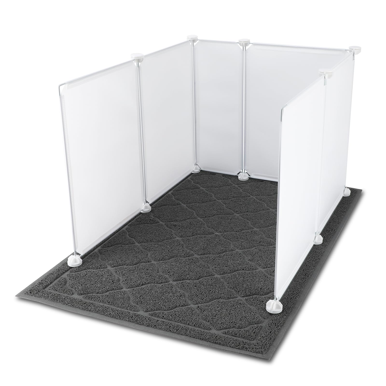 Midollarle Cat Litter Box Pee Shields, 6pcs Cat Litter Box Enclosure Splash Guard with Large Litter Mat for Open Top Litter Pan Easy Clean
