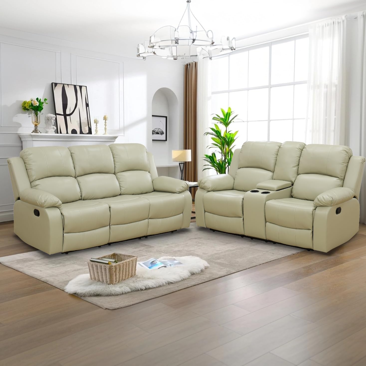 Beige / Sofa + Loveseat