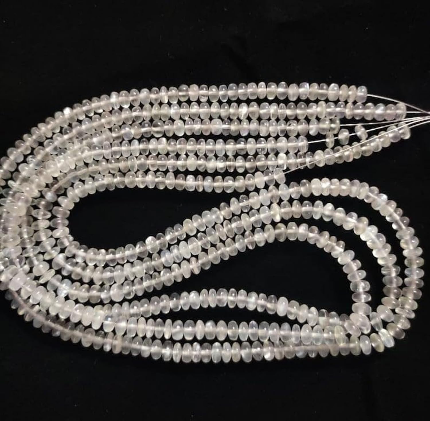 Perles rondes lisses en pierre de lune naturelle pour réparer et enfiler vos bijoux sans effort