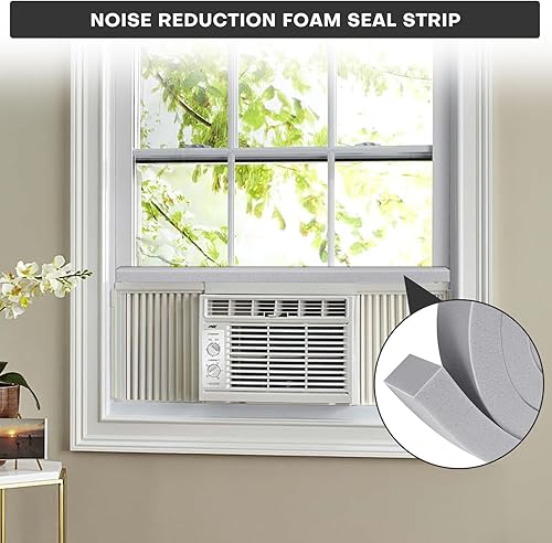 Miniatura 3 de FoamJoy Kit de sellado de ventana de CA con adhesivo, 2 tiras aislantes de espuma gris de 1 x 1 x 6.5 pies, espuma de aire acondicionado para