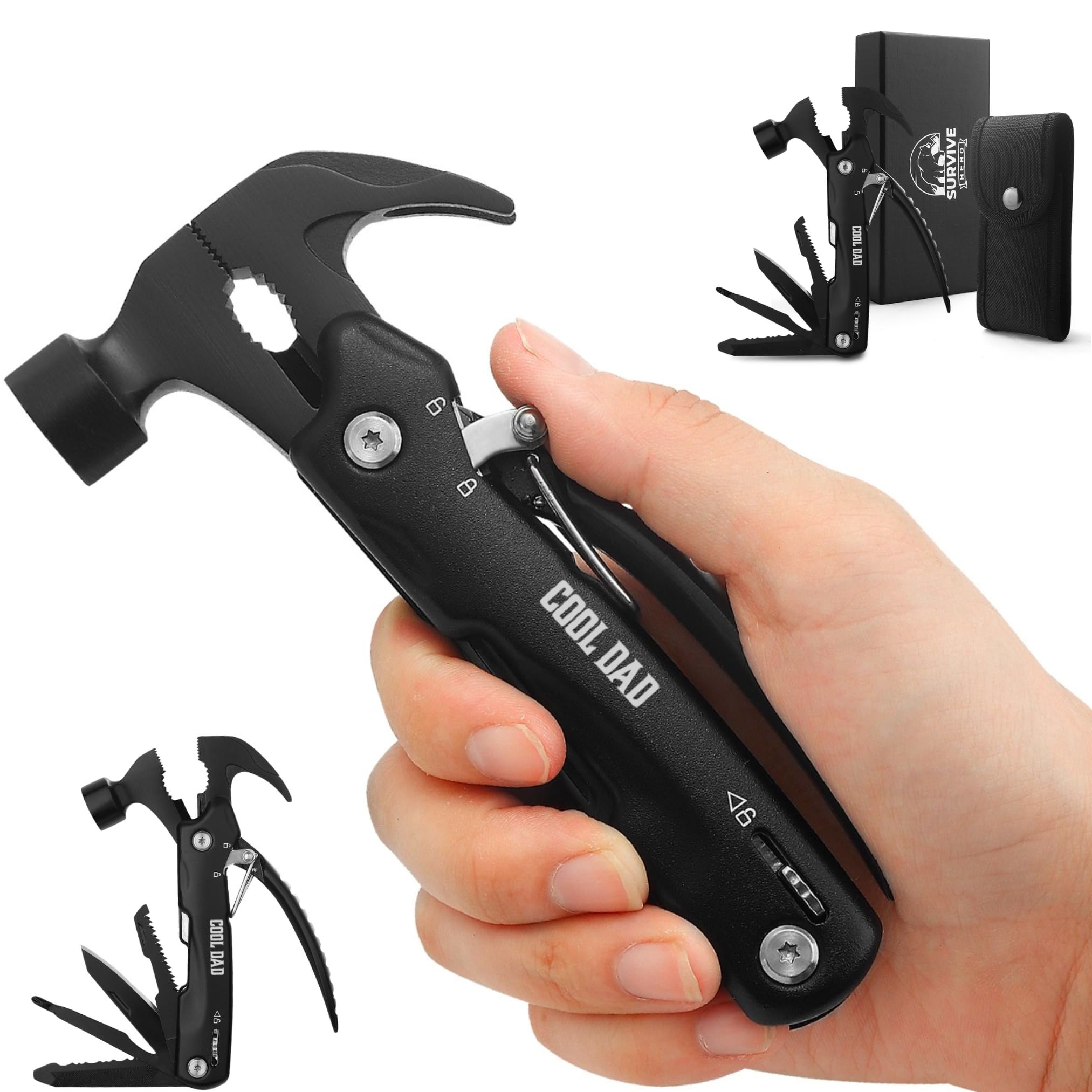 Survive Hero Multitool - Cool Gifts for Dad, Men & Camping Enthusiasts - Hammer, Gadget Stuff