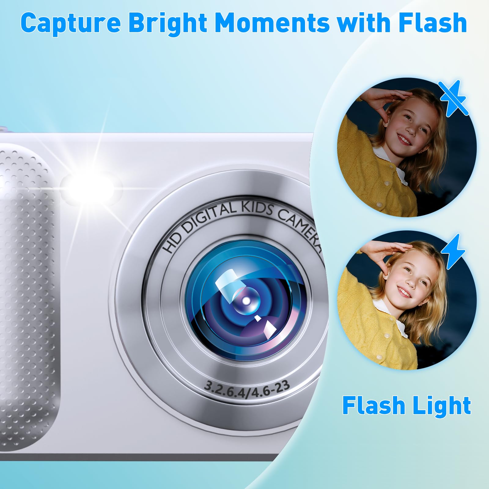Fotocamera digitale, fotocamera digitale economica 1080p, 48 MP, fotocamere digitali per punti e riprese con doppio obiettivo, luce di riempimento e scheda SD da 32 GB, fotocamera per bambini per
