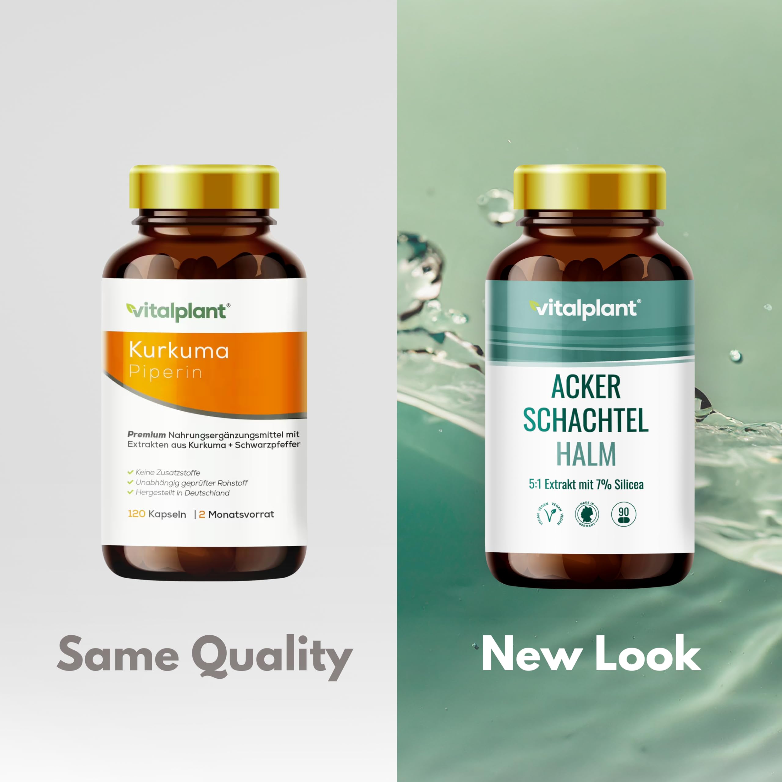 Vitalplant® Ackerschachtelhalm Extrakt 500mg im Braunglas - 120 Kapseln Hochdosiertes Schachtelhalm Extrakt (5:1) mit organischem Silizium - Vegan