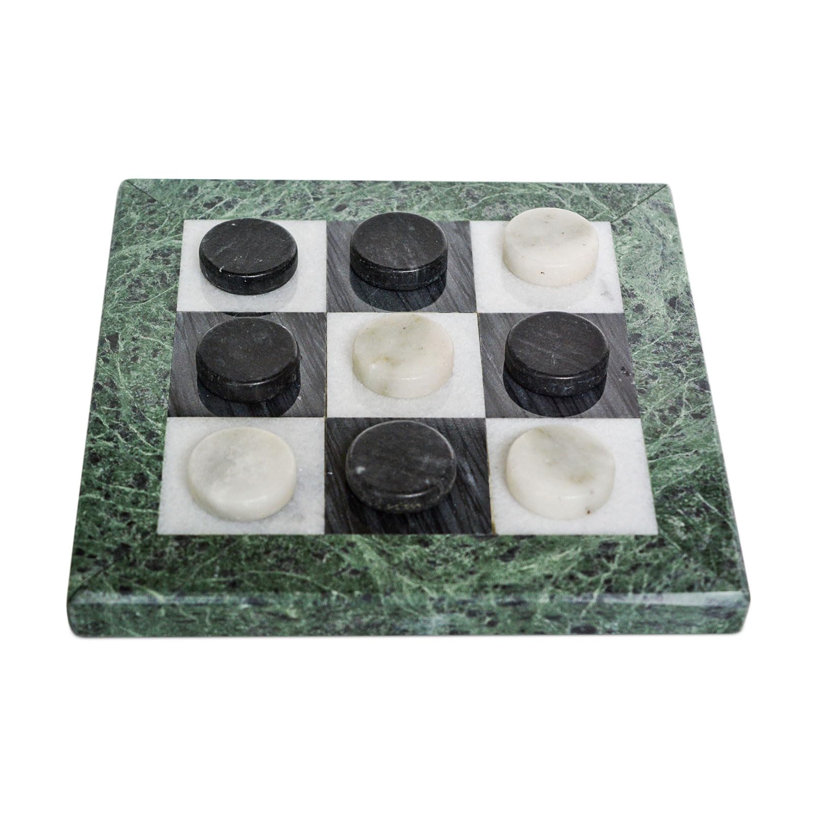 CBAM Tris in Marble White and Green Alps Board Game 20x20cm - 2 Player, Age 12+