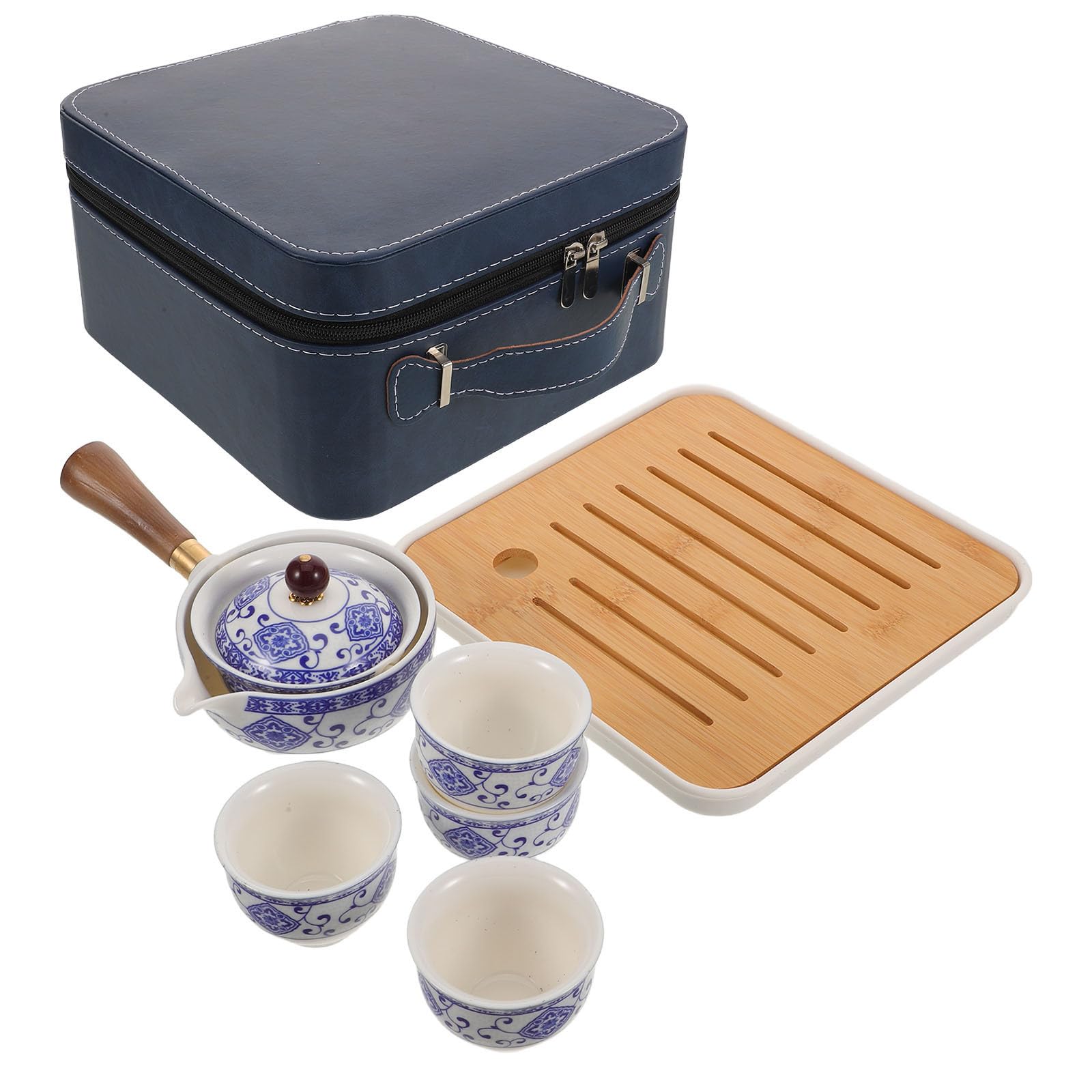 Service à Thé Gongfu Chinois en Céramique Résistante Chaleur Théière 160ml et Tasses 55ml, Portable pour Réunions Familiales ou Décoration de Bureau