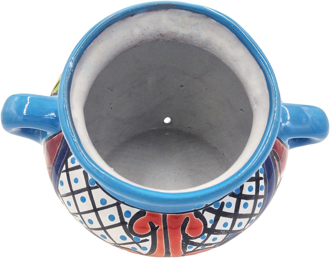 Cactus Canyon Ceramics Talavera Cubanito Wall Pot - Mexican Wall Planter (10.5" W x 10" L x 7.5" H) Hand Painted - Light Blue Trim - Mexican Decor Maceta de Pared