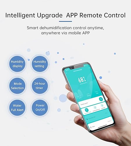 Miniatura 5 de Deshumidificadores de 1500 pies cuadrados para el hogar, deshumidificador de 30 pintas para sótano con manguera de drenaje, control inteligente por
