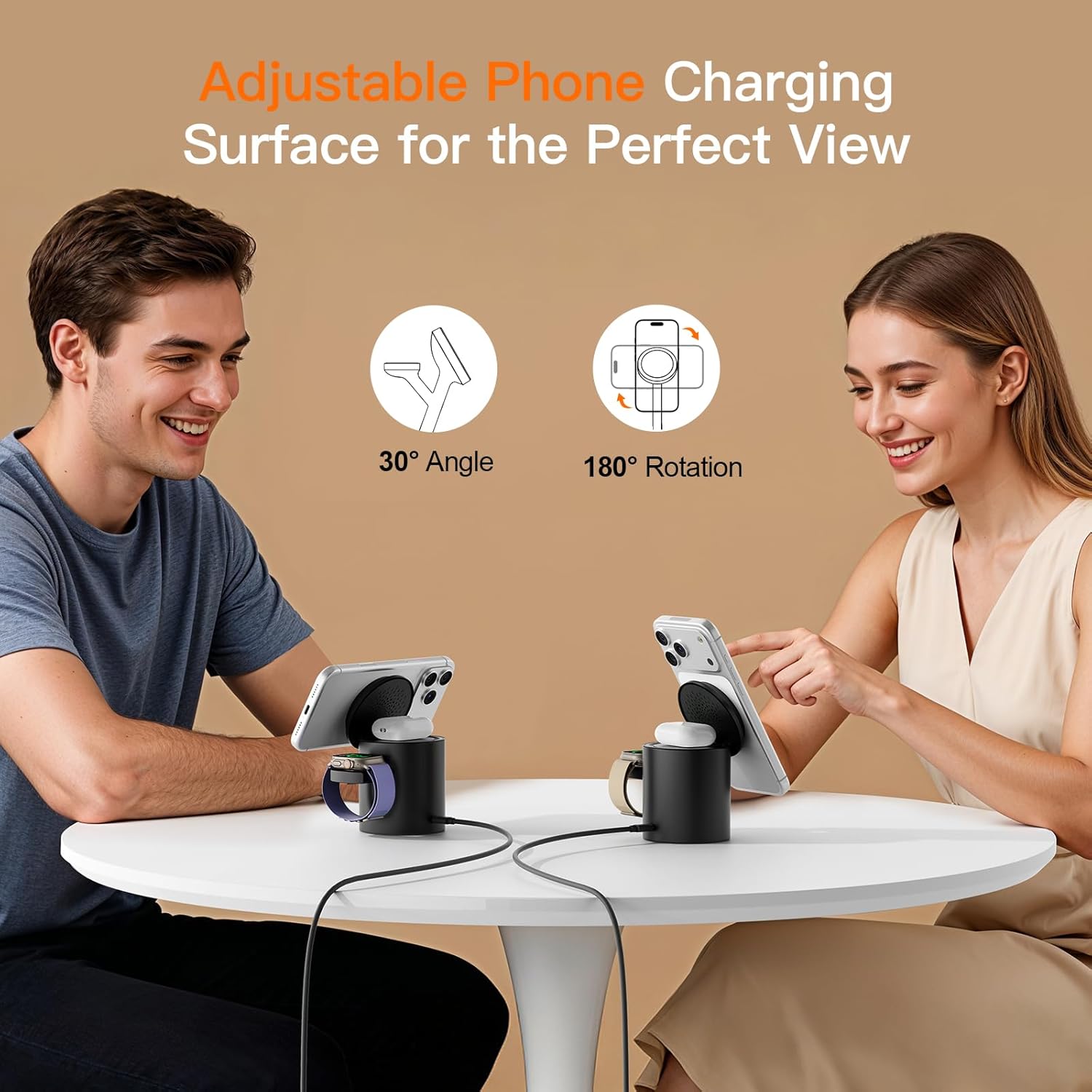 2026 Foldable 3 in 1 Wireless Charging Station,for Apple Magsafe Charger Stand,Fast Magnetic Wireless Charger Station for iPhone 1716 15 14 13 12 Series,Airpods Pro,Apple Watch Ultra Series(Black)