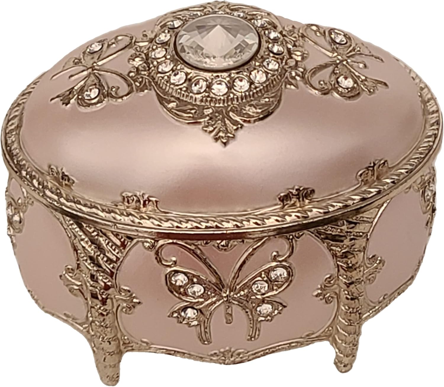 Splendid White Pearl Sparkling Music Box/Jewelry Box with Austrian Crystal Components in Oval Shape Playing Bolero