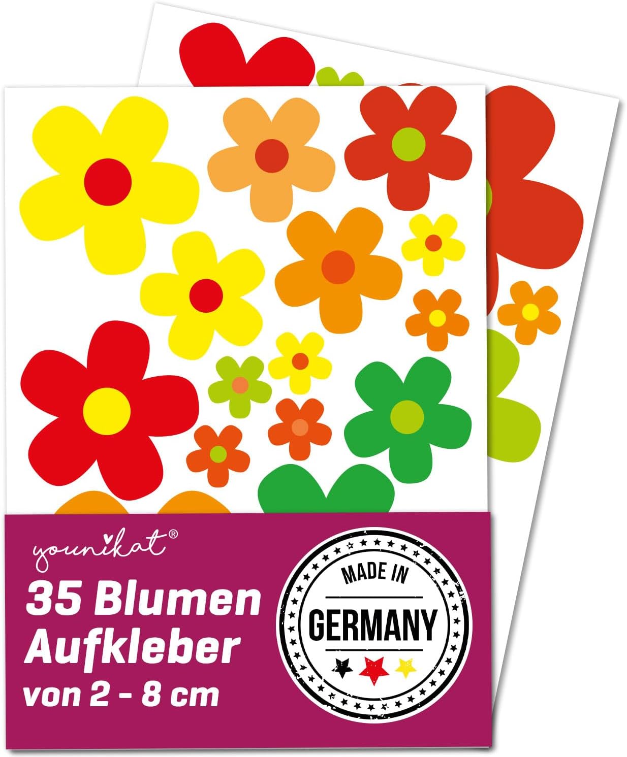 easydruck24de Sticker Set Flowers Colourful I Flower-Power Sticker for Scooter Bicycle Notebook Laptop Mobile Phone Car Sticker I Weatherproof I kfz_243