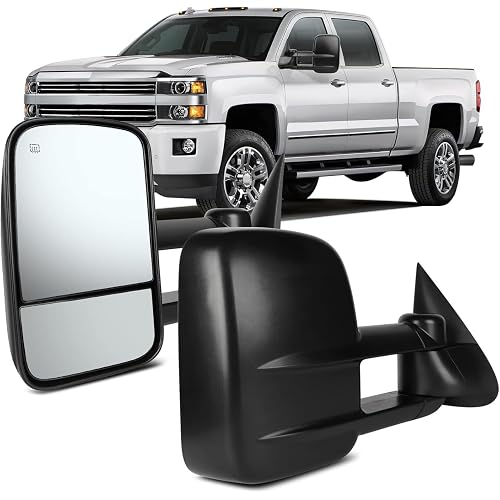 OCPTY Pair Set Power Adjusted Heated View Towing Mirrors For 1999 2000 2001 2002 For Chevy For Gmc Silverado Sierra For Chevy For Gmc Suburban Tahoe Yukon Xl Yukon Black Tow Mirror